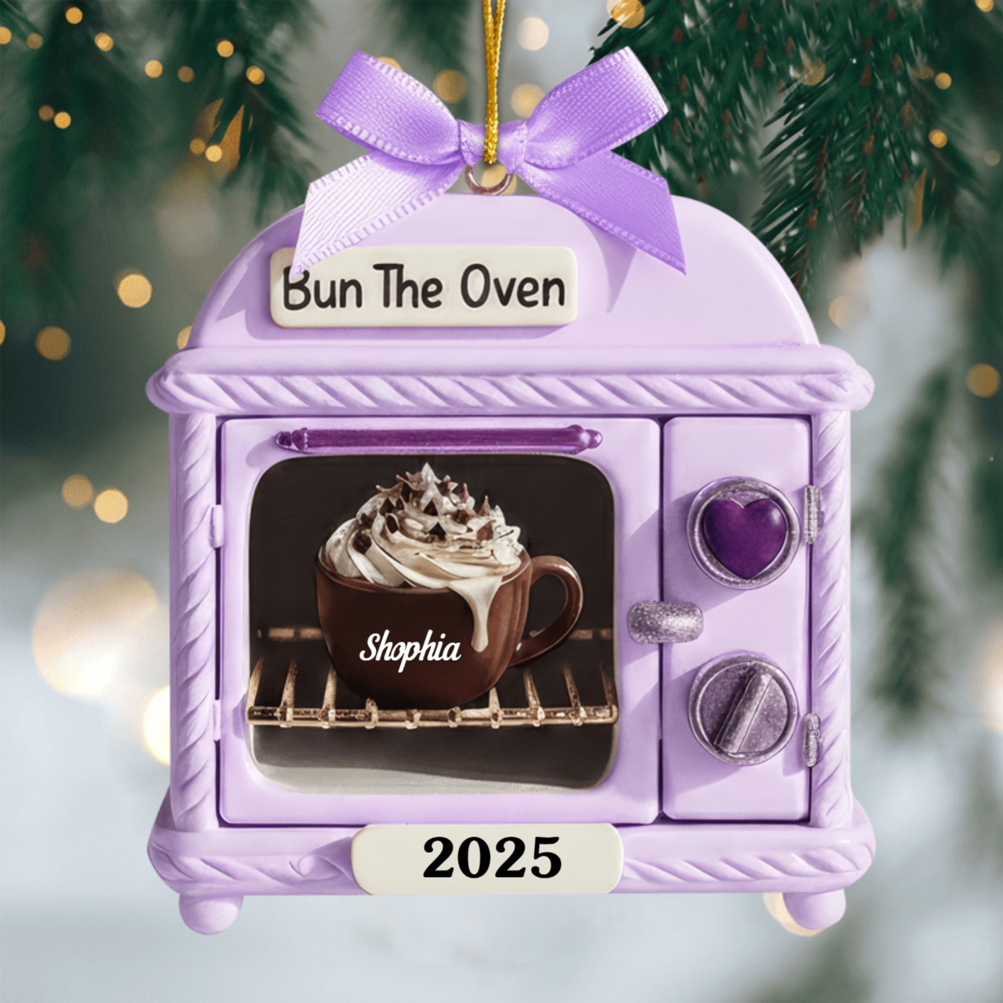 Personalized Bun In Oven Ornament – Custom Christmas Decoration, Heartwarming Pregnancy Reveal Gift Ornament