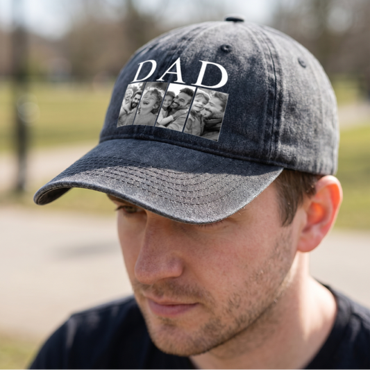 Personalized Dad Hat, Custom Photo Dad And Kids Fathers Day Gift Hat