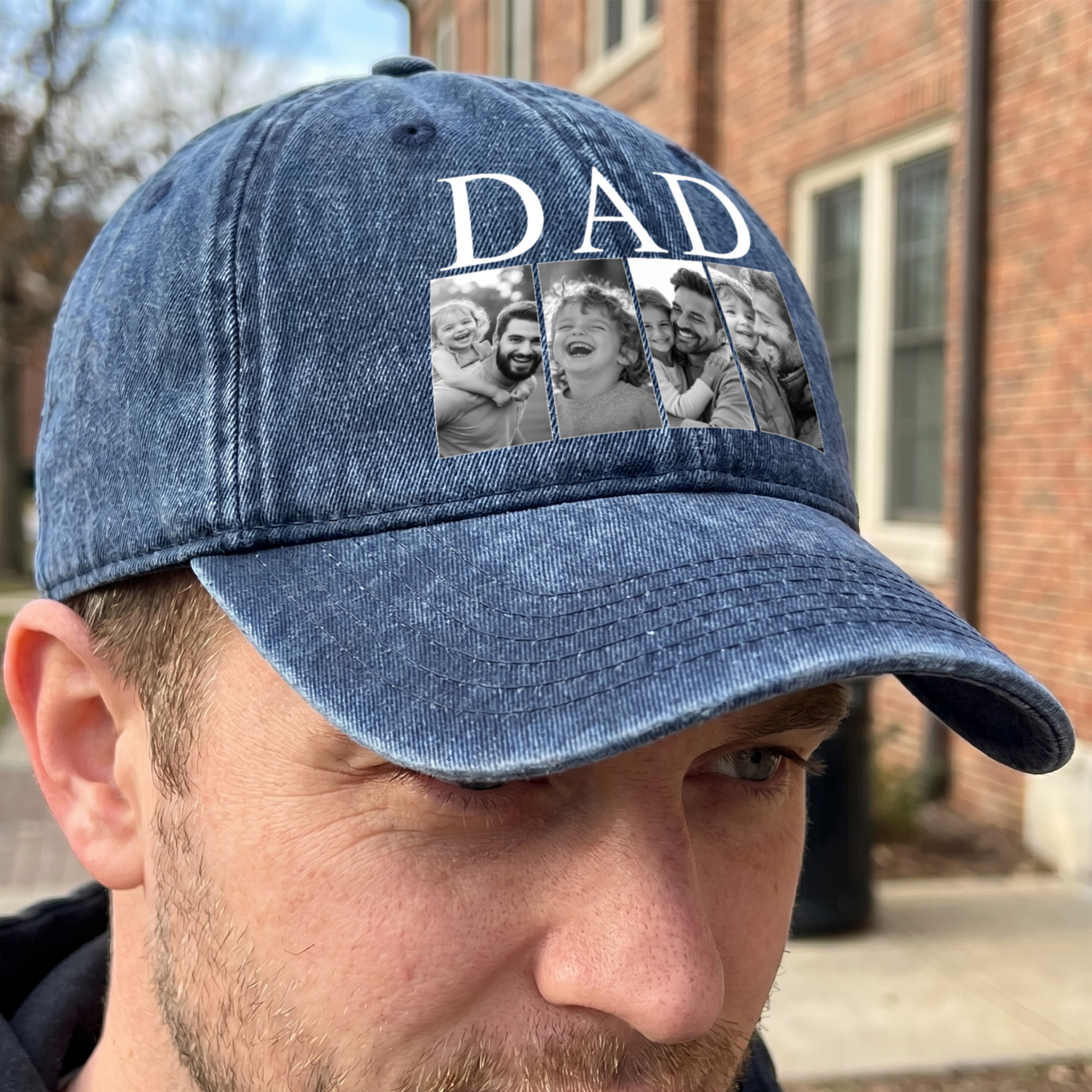 Personalized Dad Hat, Custom Photo Dad And Kids Fathers Day Gift Hat