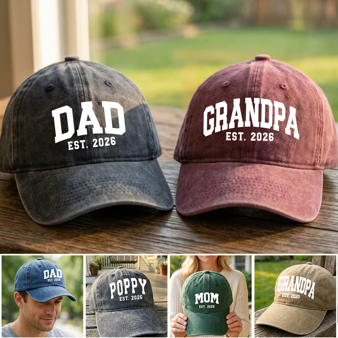 Personalized Dad Mom Hat, Custom Est Year Baseball Cap Vintage Baseball Cap for New Parents Gifts, Fathers Day Gift