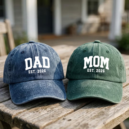 Personalized Dad Mom Hat, Custom Est Year Baseball Cap Vintage Baseball Cap for New Parents Gifts, Fathers Day Gift