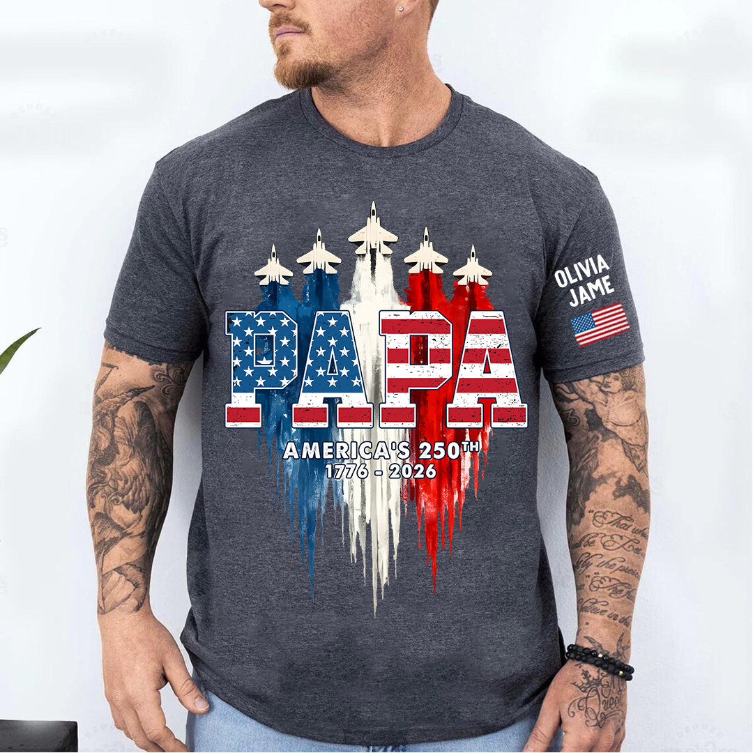 Personalized Dad Papa Grandpa American Flag Airplanes USA Fighter Jets, 1776 2026 Patriotic Jets, 4th Of July Military Aircraft, Memorial Day Gift