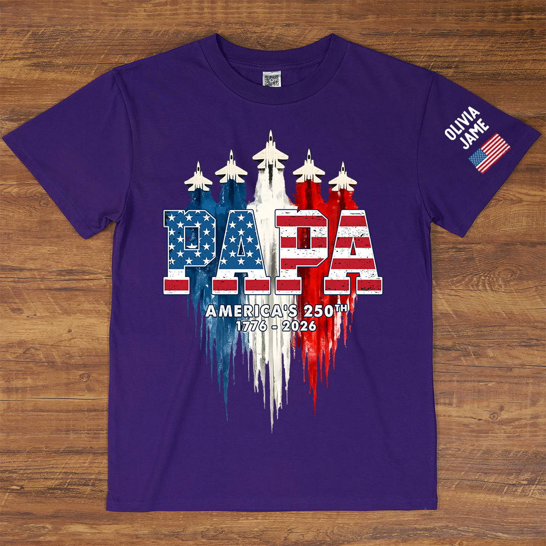 Personalized Dad Papa Grandpa American Flag Airplanes USA Fighter Jets, 1776 2026 Patriotic Jets, 4th Of July Military Aircraft, Memorial Day Gift