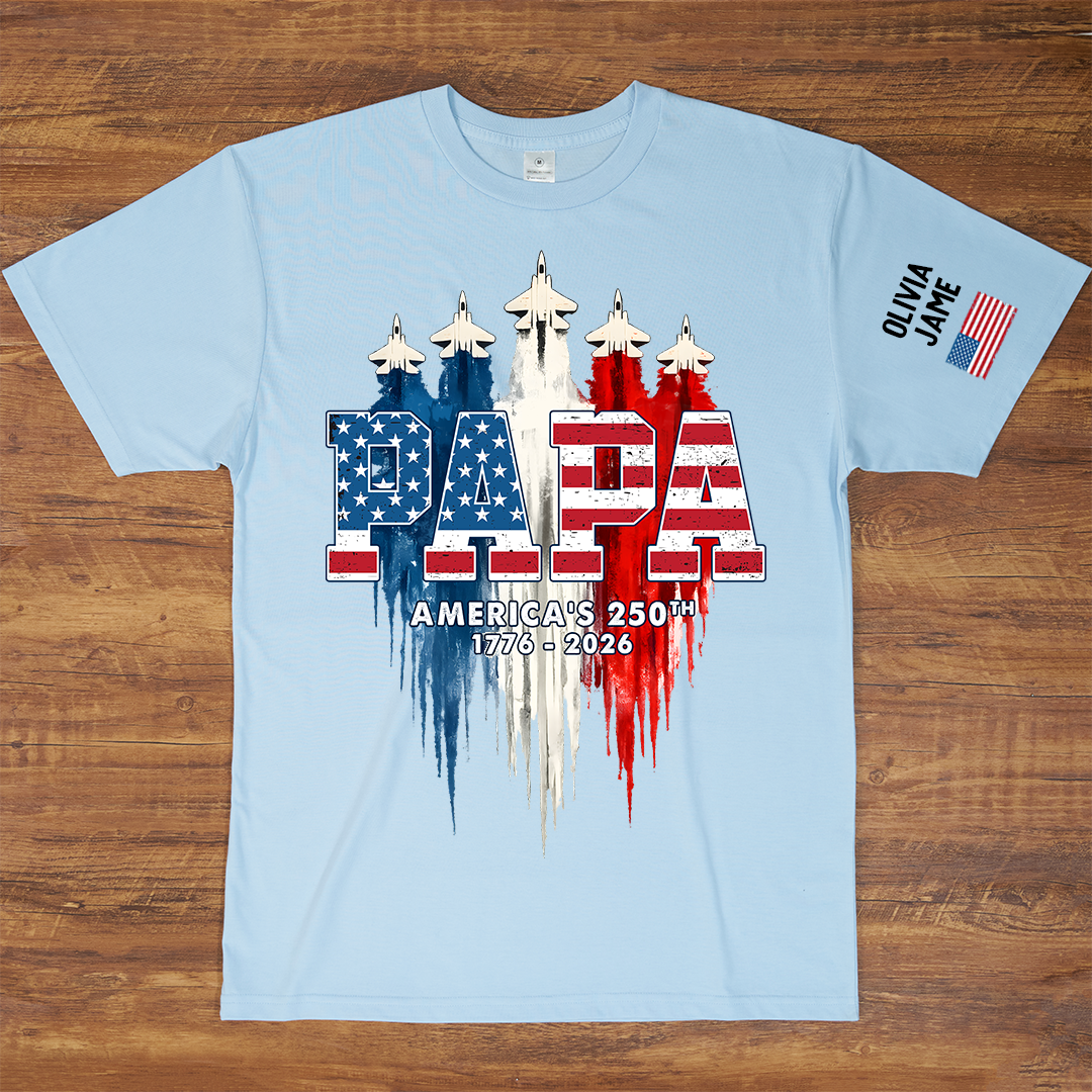 Personalized Dad Papa Grandpa American Flag Airplanes USA Fighter Jets, 1776 2026 Patriotic Jets, 4th Of July Military Aircraft, Memorial Day Gift