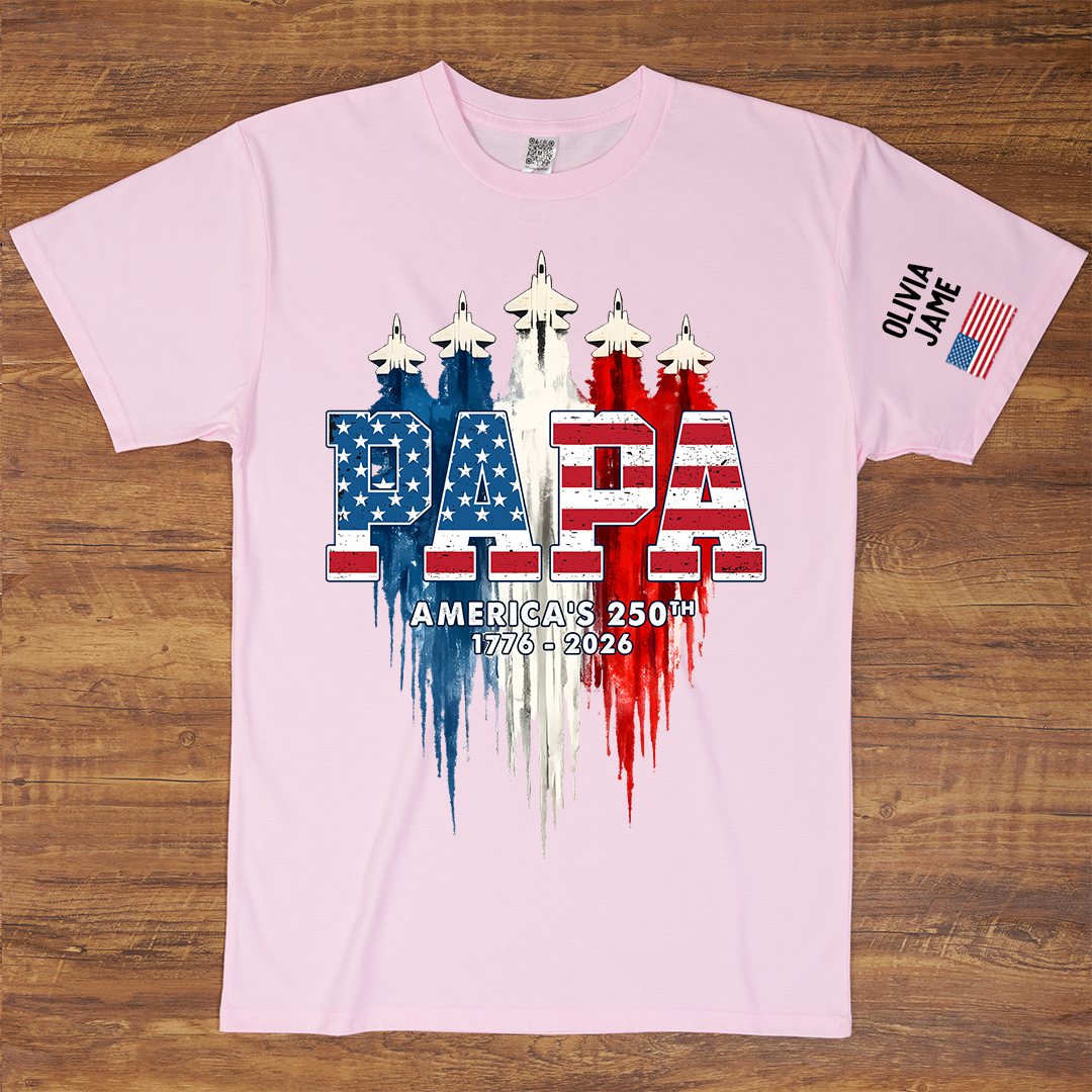 Personalized Dad Papa Grandpa American Flag Airplanes USA Fighter Jets, 1776 2026 Patriotic Jets, 4th Of July Military Aircraft, Memorial Day Gift
