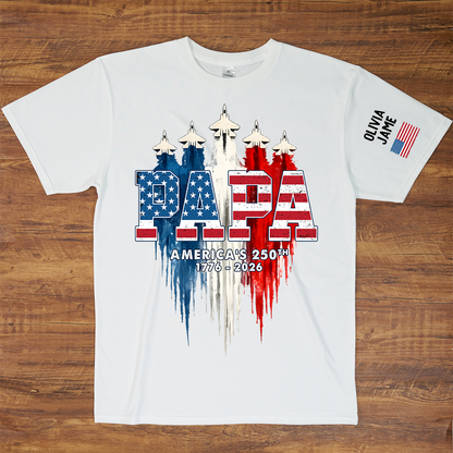 Personalized Dad Papa Grandpa American Flag Airplanes USA Fighter Jets, 1776 2026 Patriotic Jets, 4th Of July Military Aircraft, Memorial Day Gift