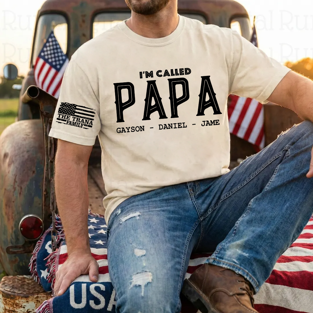 Personalized Grandpa Papa Dad and Grandkids Fathers Day Gift T-Shirt