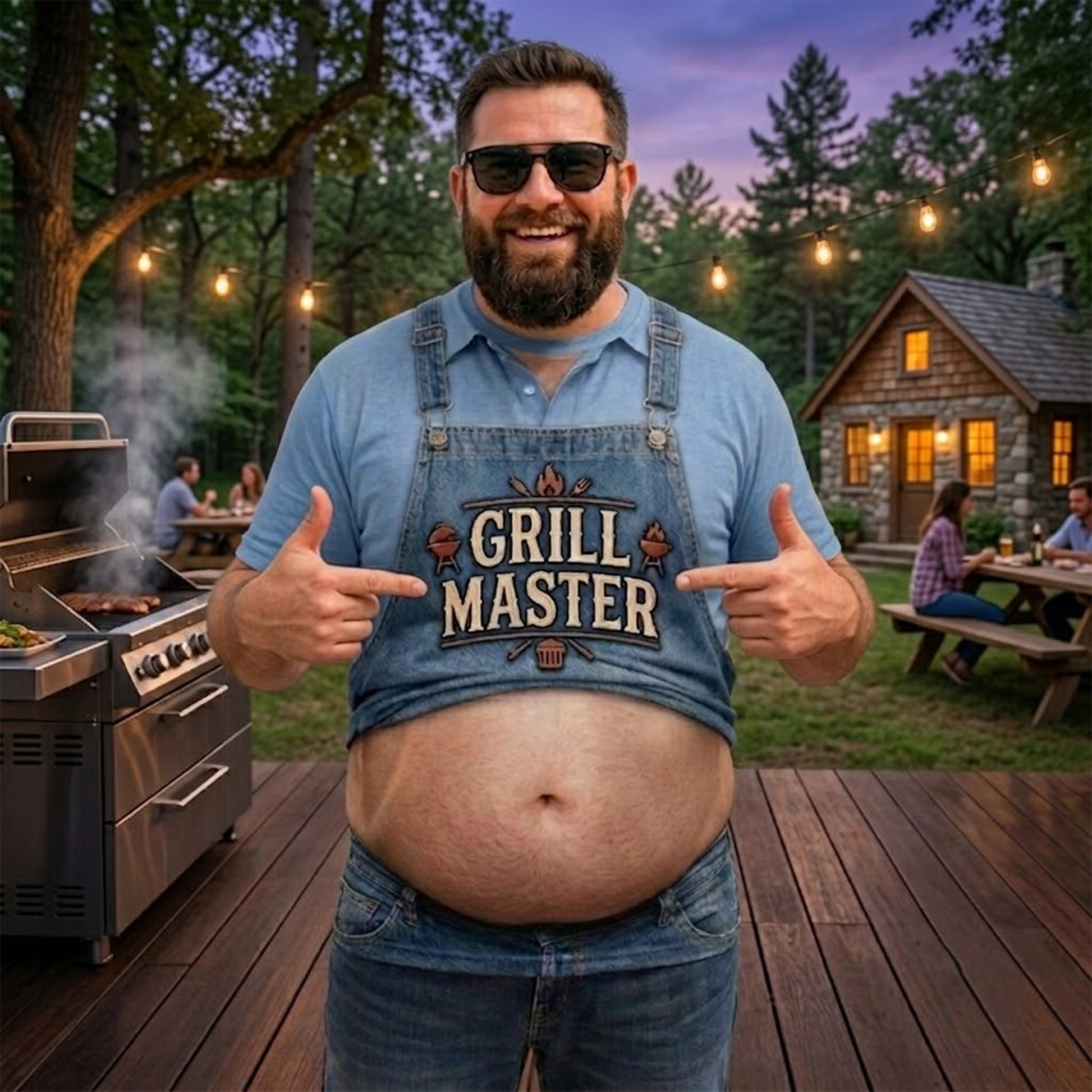Personalized “Grill Master” 3D Shirt for Men - Funny Custom BBQ Apron Style Graphic Tee, Summer Beach & Party Outfit Gift