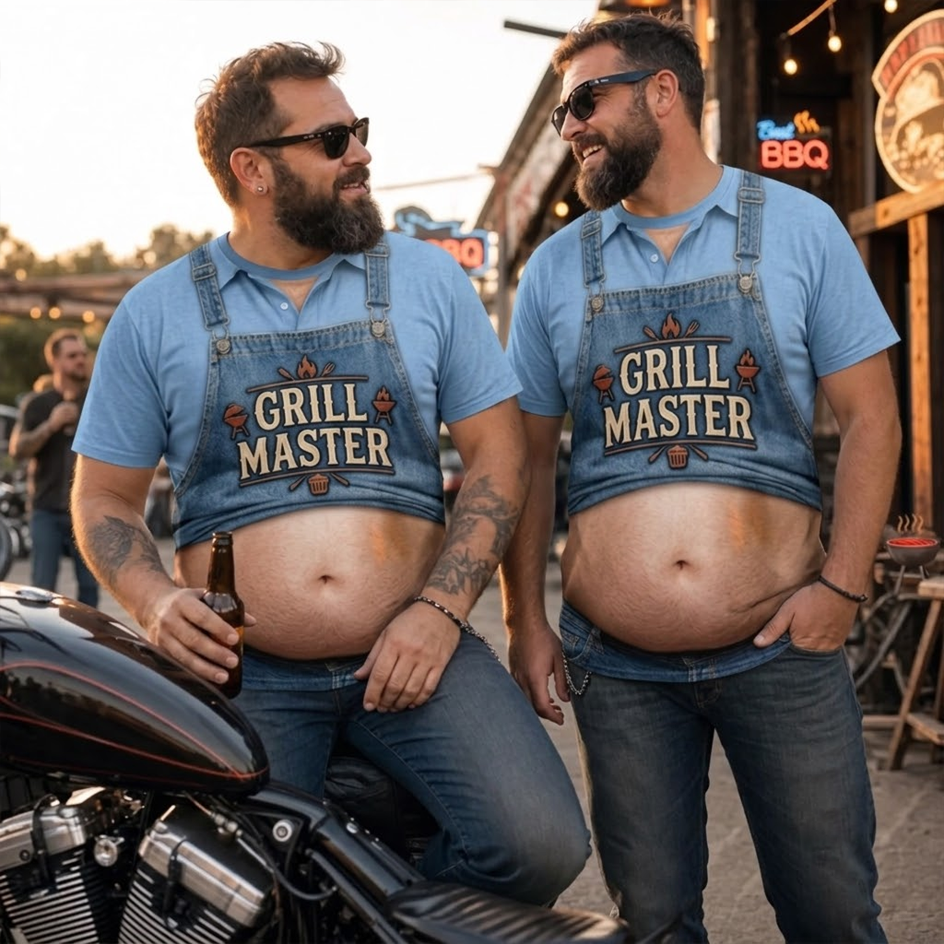 Personalized “Grill Master” 3D Shirt for Men - Funny Custom BBQ Apron Style Graphic Tee, Summer Beach & Party Outfit Gift