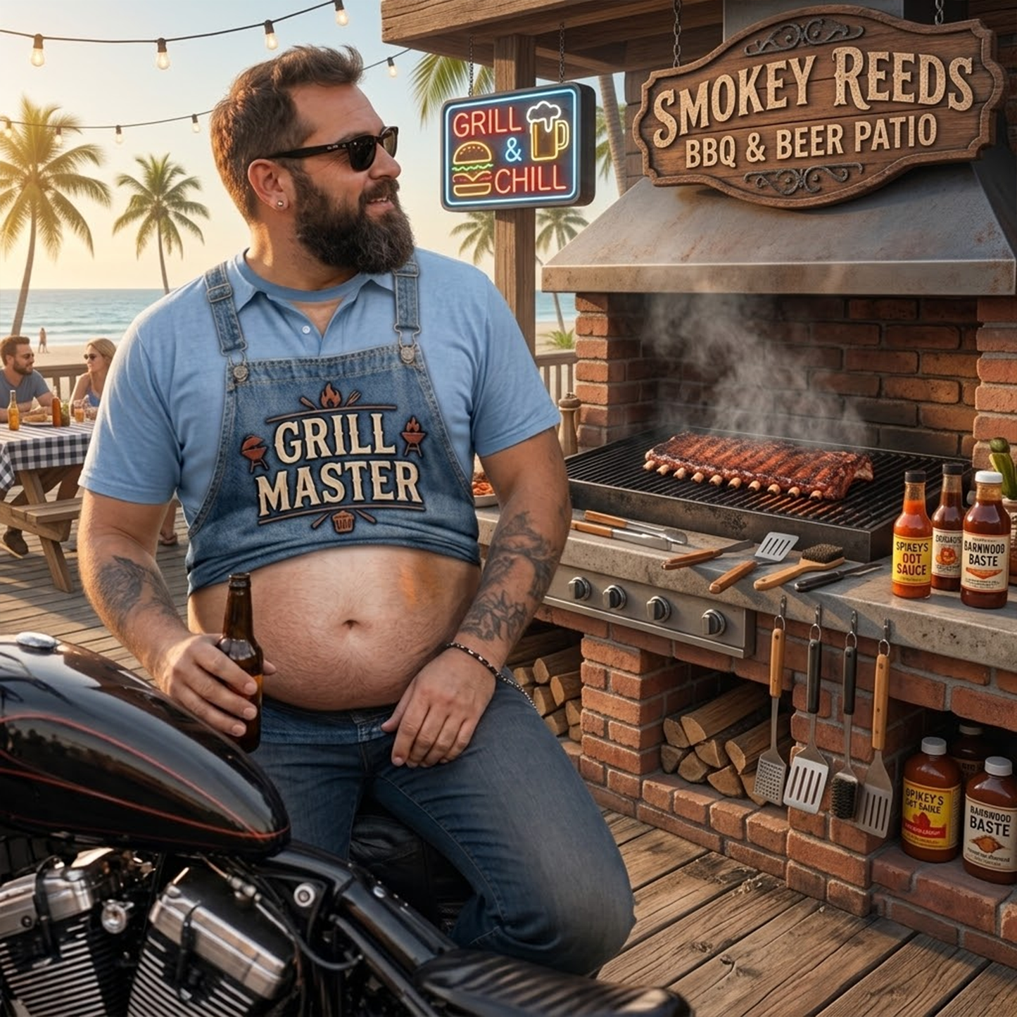 Personalized “Grill Master” 3D Shirt for Men - Funny Custom BBQ Apron Style Graphic Tee, Summer Beach & Party Outfit Gift