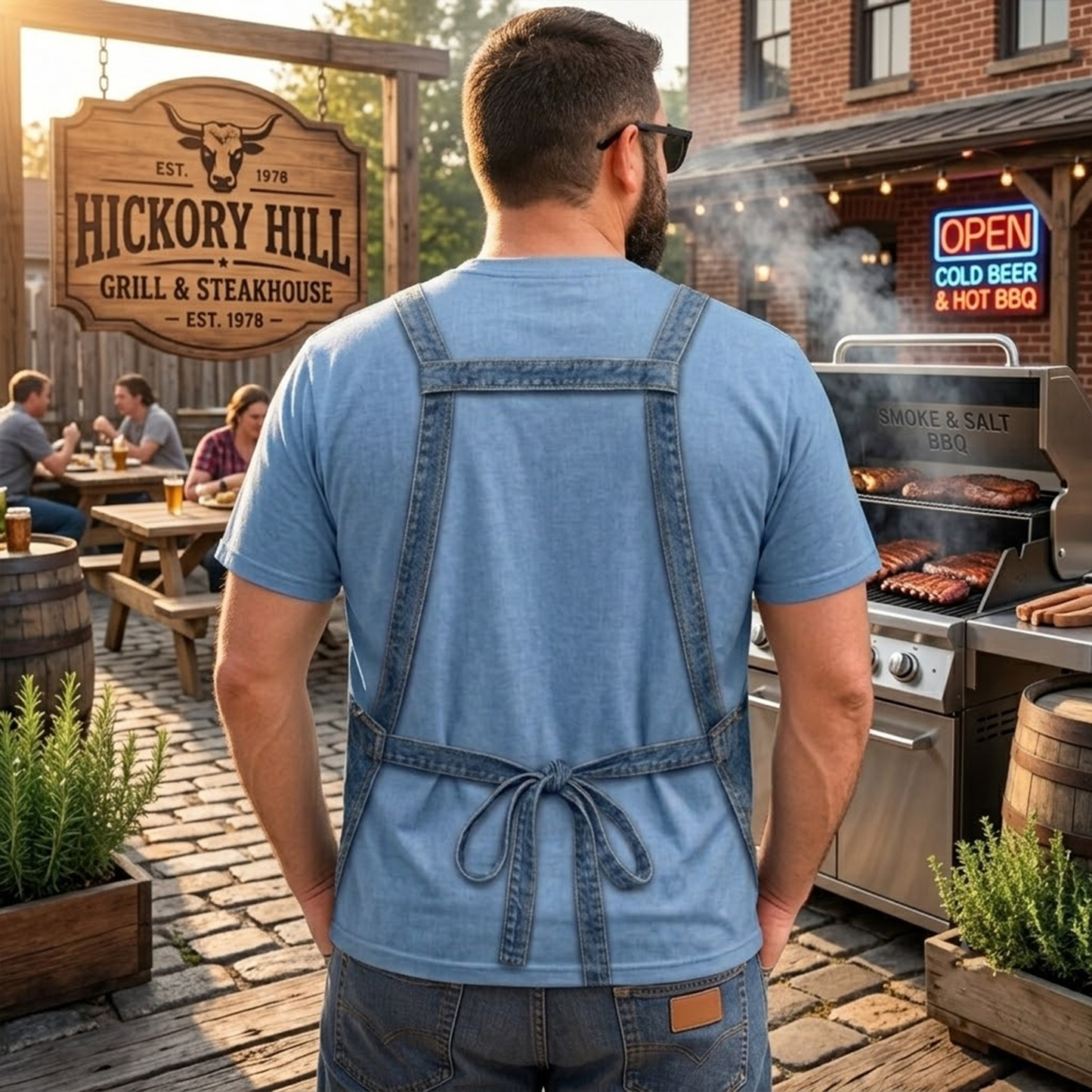 Personalized “Grill Master” 3D Shirt for Men - Funny Custom BBQ Apron Style Graphic Tee, Summer Beach & Party Outfit Gift
