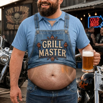 Personalized “Grill Master” 3D Shirt for Men - Funny Custom BBQ Apron Style Graphic Tee, Summer Beach & Party Outfit Gift
