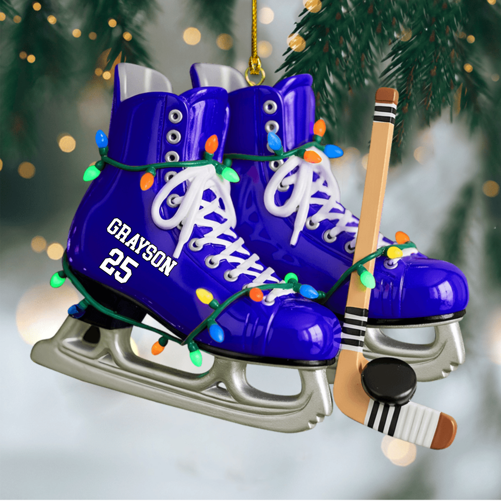 Personalized Ice Hockey Skates Ornament 2025, Custom Acrylic Decoration, Unique Christmas Gift For Ice Hockey Players And Fans Ornament