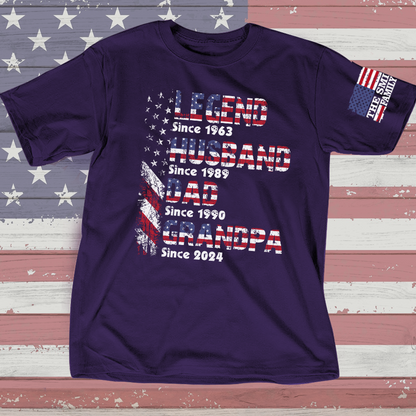 Personalized Legend Husband Dad Papa Since Flag Shirt