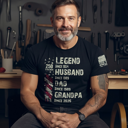 Personalized Legend Husband Dad Papa Since The America 250th Anniversary Shirt