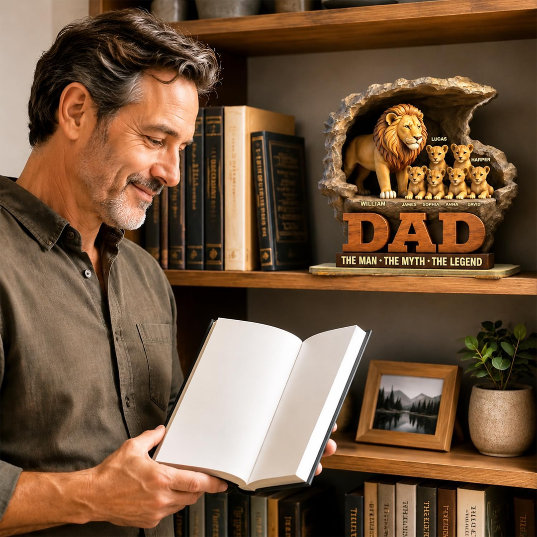 Personalized Lion Dad The Man The Myth The Legend Wooden Plaque, Custom Fathers Day Plaque for Dad Grandpa