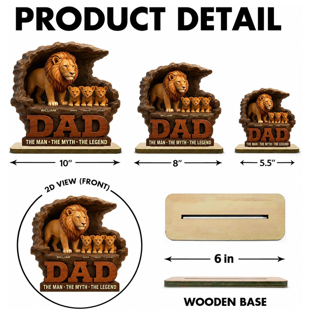 Personalized Lion Grandpa The Man The Myth The Legend Wooden Plaque, Custom Fathers Day Plaque for Dad Grandpa