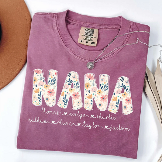 Personalized Mimi Shirt with Kids Names, Floral Mimi Comfort Colors® T-shirt