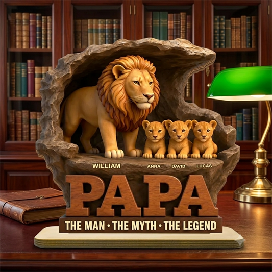 Personalized Lion Dad The Man The Myth The Legend Wooden Plaque, Custom Fathers Day Plaque for Dad Grandpa