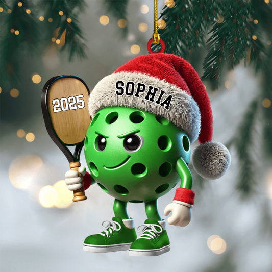 Personalized Pickleball Name Ornament 2025, Custom Acrylic Christmas Decoration, Unique Gift For Pickleball Players And Fans Ornament