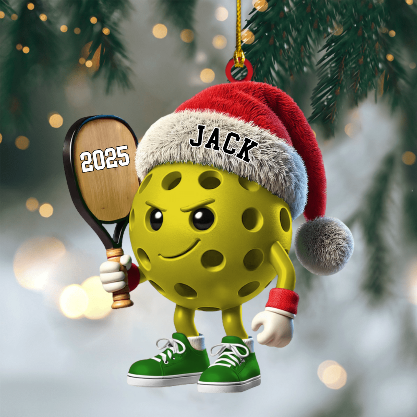 Personalized Pickleball Name Ornament 2025, Custom Acrylic Christmas Decoration, Unique Gift For Pickleball Players And Fans Ornament