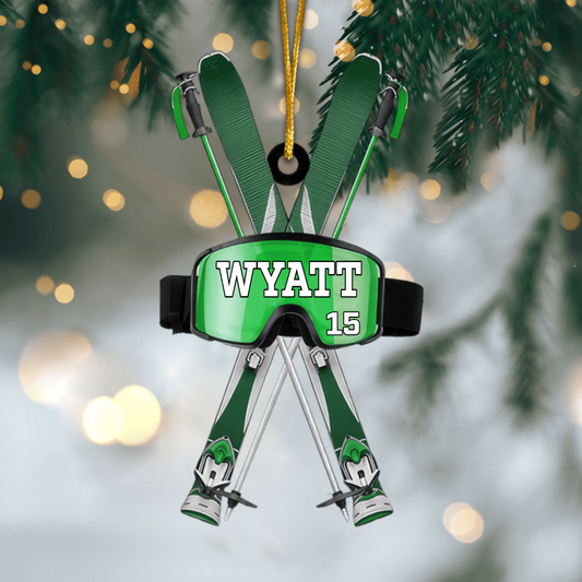 Personalized Skiing Ornament, Custom Snowboarding Decoration, Unique Acrylic Ornament Gift Idea for Ski Lovers at Christmas Ornament