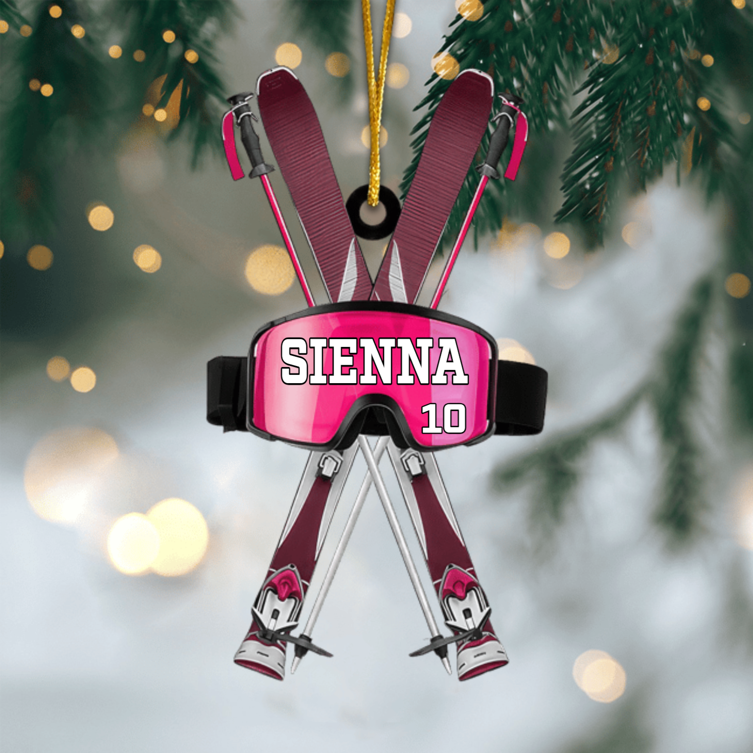 Personalized Skiing Ornament, Custom Snowboarding Decoration, Unique Acrylic Ornament Gift Idea for Ski Lovers at Christmas Ornament
