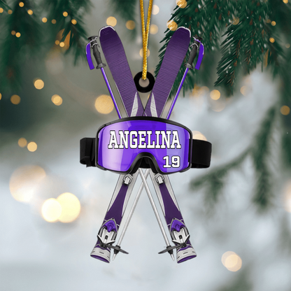 Personalized Skiing Ornament, Custom Snowboarding Decoration, Unique Acrylic Ornament Gift Idea for Ski Lovers at Christmas Ornament