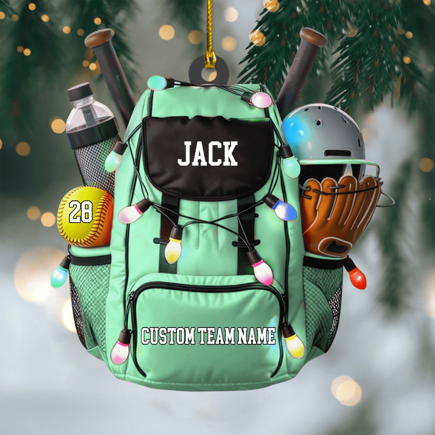 Personalized Softball Bag Ornament 2025, Custom Acrylic Decoration, Unique Christmas Gift For Softball Players And Sports Lovers Ornament