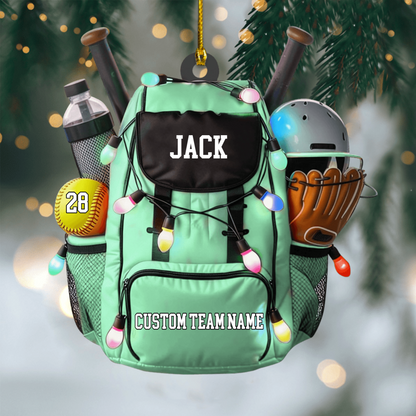 Personalized Softball Bag Ornament 2025, Custom Acrylic Decoration, Unique Christmas Gift For Softball Players And Sports Lovers Ornament