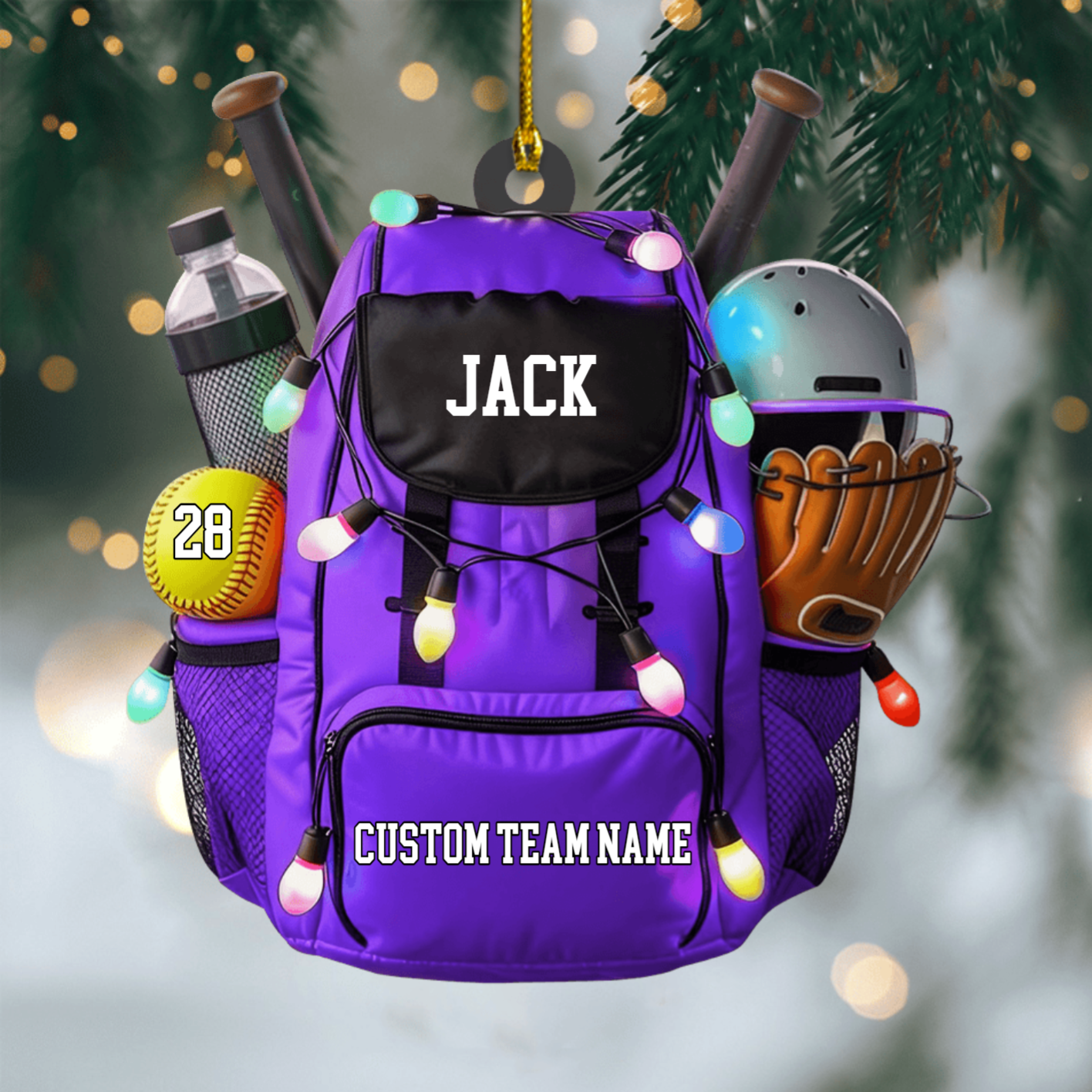 Personalized Softball Bag Ornament 2025, Custom Acrylic Decoration, Unique Christmas Gift For Softball Players And Sports Lovers Ornament