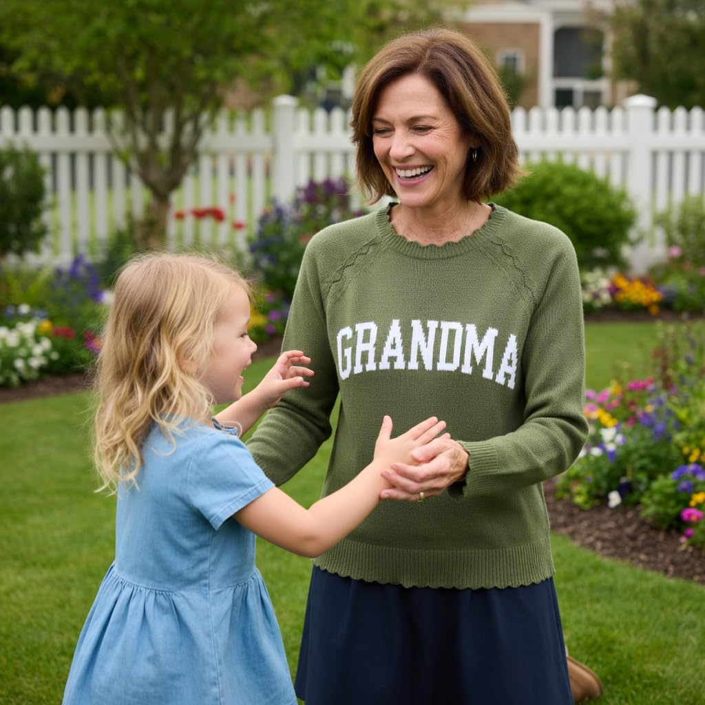 Personalized Auntie Knit Sweater for Women, Custom Name Crewneck Top, Lightweight Acrylic Gift for Mothers Day Birthday Christmas
