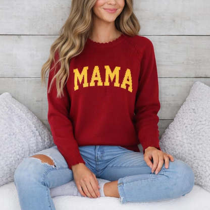 Personalized Auntie Knit Sweater for Women, Custom Name Crewneck Top, Lightweight Acrylic Gift for Mothers Day Birthday Christmas