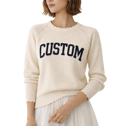 Custom Name Knit Sweater for Women, Personalized Mama Grandma Top, Lightweight Crewneck Gift for Mothers Day Birthday Christmas