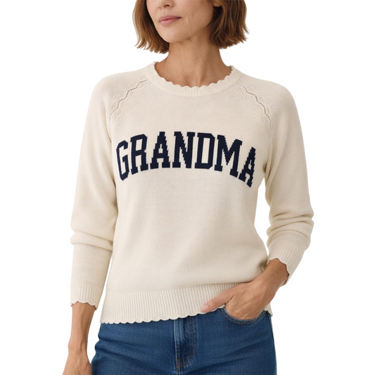 Personalized Grandma Knit Sweater for Women, Custom Name Crewneck Top, Lightweight Acrylic Gift for Mothers Day Birthday Christmas