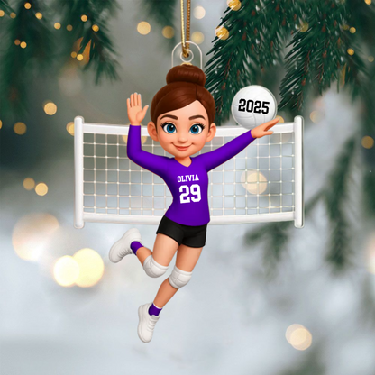 Personalized Volleyball Girl Ornament – Custom 3D Acrylic Design, Perfect Holiday Keepsake for Female Athletes Ornament
