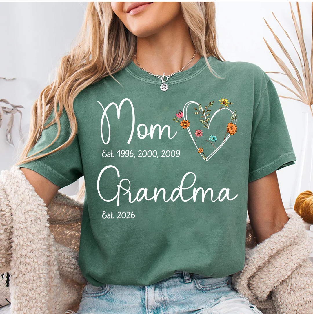 Personalized Wildflower Mom Grandma Est Grandkids T-shirt