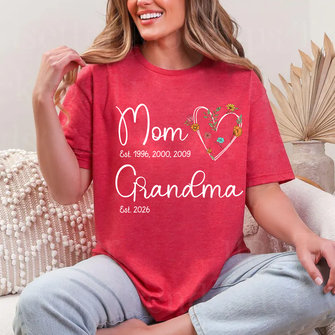 Personalized Wildflower Mom Grandma Est Grandkids T-shirt