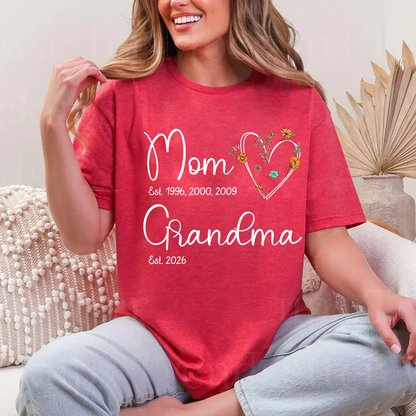 Personalized Wildflower Mom Grandma Est Grandkids T-shirt
