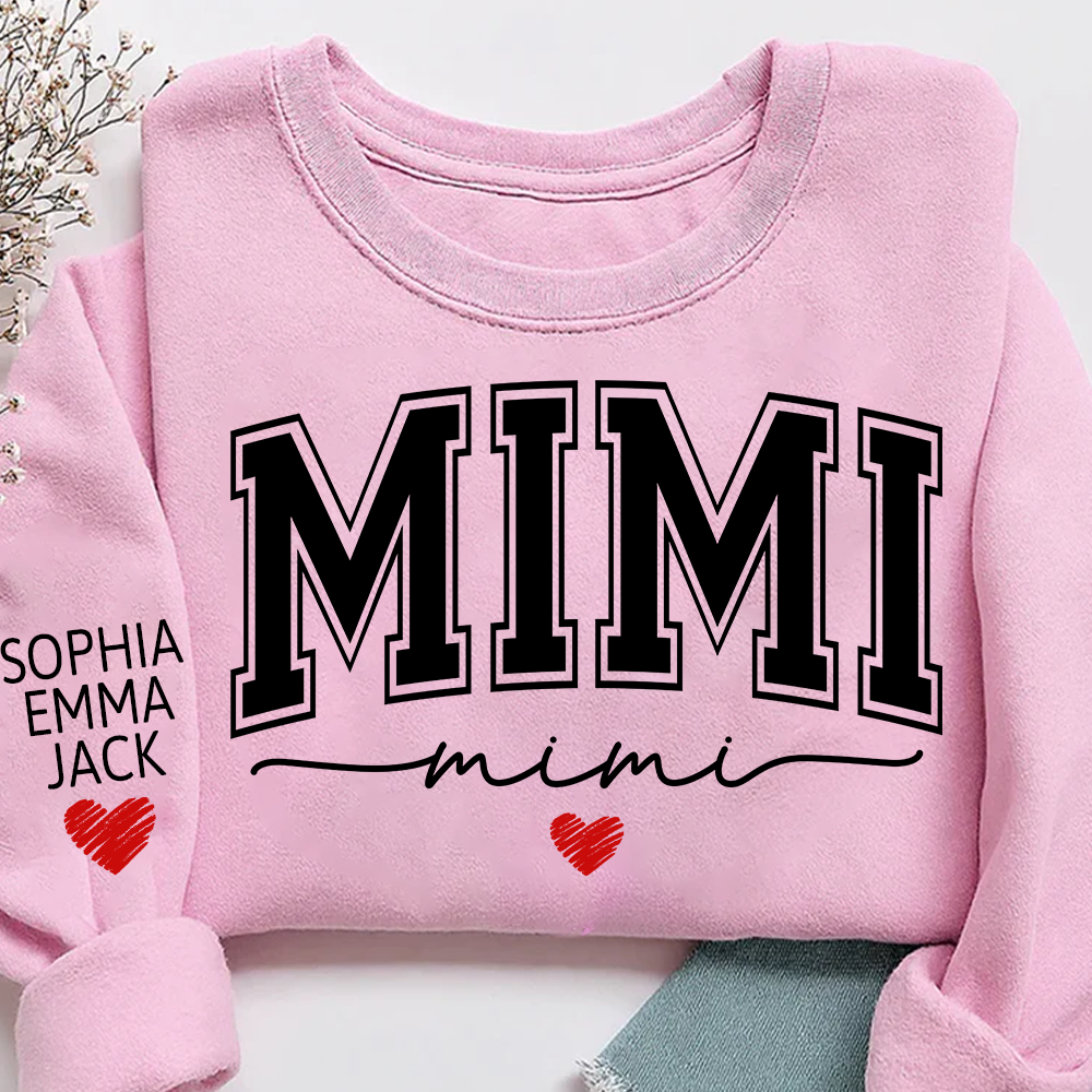 Personalized Mimi Sweatshirt with Grandkids’ Names, Gift for Grandma Birthday Christmas Sweatshirt