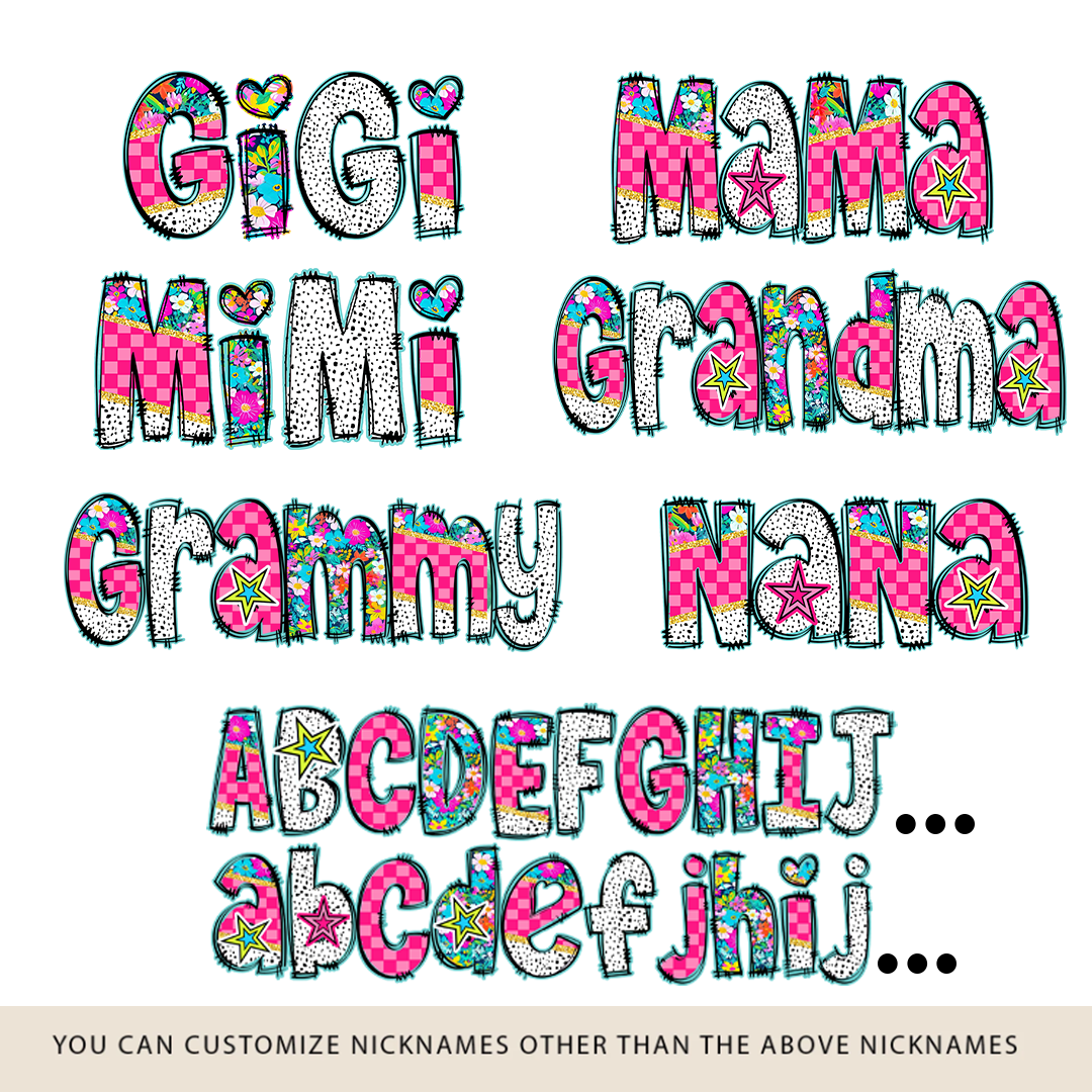 Pink Gigi Floral Custom Gigi And Grandkids T-Shirt