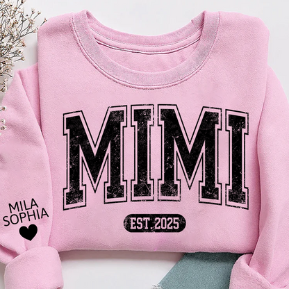 Mimi est with Grandkids’ Names, Custom Gift for Grandma Sweatshirt