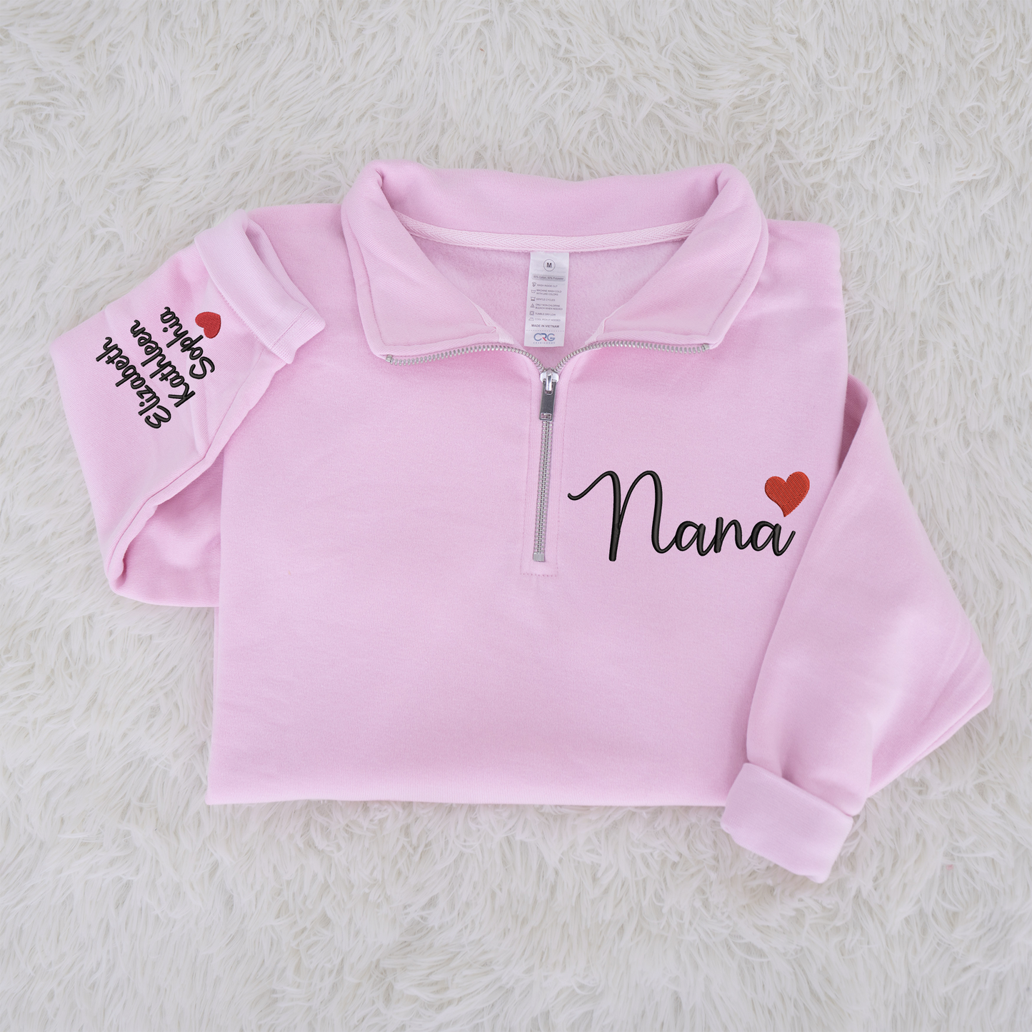 Personalized Nana heart Embroidered Set – Custom Family Name Sweatshirt and Sweatpants Embroidery Outfit – Parents Gift for Christmas, Anniversary