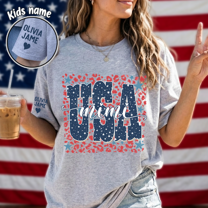 Preppy 4TH Of July Leopard Mimi Nana Grandma Patriotic America T-Shirt
