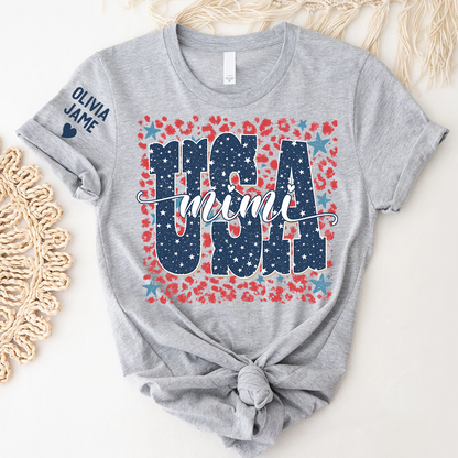Preppy 4TH Of July Leopard Mimi Nana Grandma Patriotic America T-Shirt