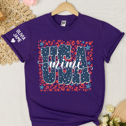 Preppy 4TH Of July Leopard Mimi Nana Grandma Patriotic America T-Shirt