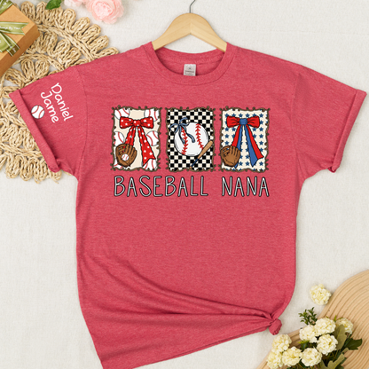 Preppy Baseball Game Day Baseball Nana Custom Grandma and Grandkids Tshirt