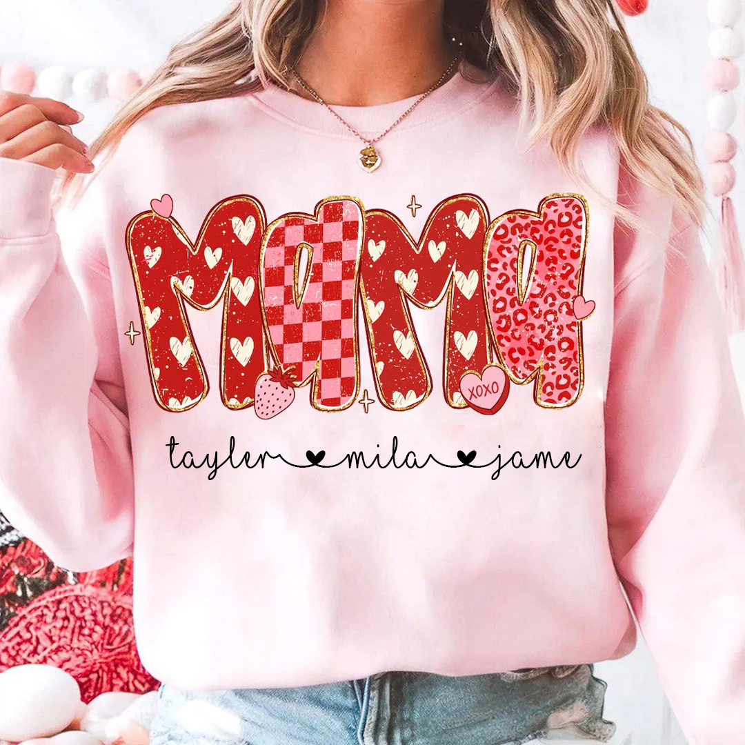 Preppy Mama Leopard Heart Valentine, Mama Mimi Grandma Grandkids