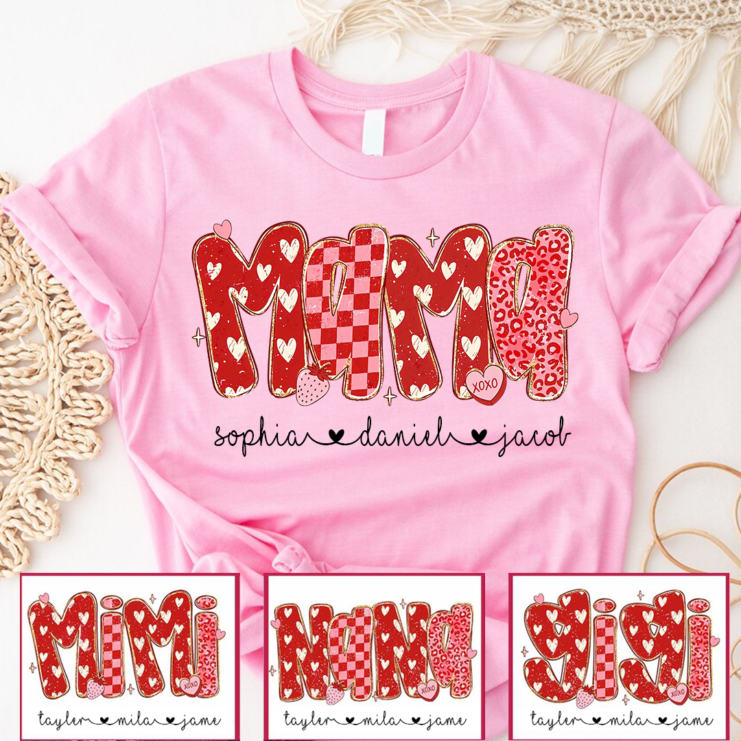 Preppy Mama Leopard Heart Valentine, Mama Mimi Grandma Grandkids
