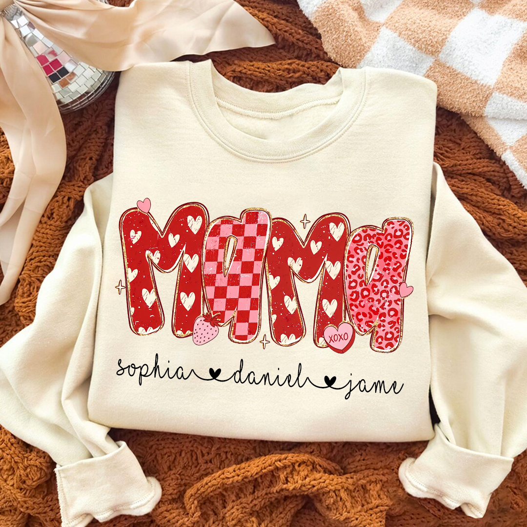 Preppy Mama Leopard Heart Valentine, Mama Mimi Grandma Grandkids